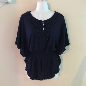 Xhilaration navy blue poncho hippy shirt